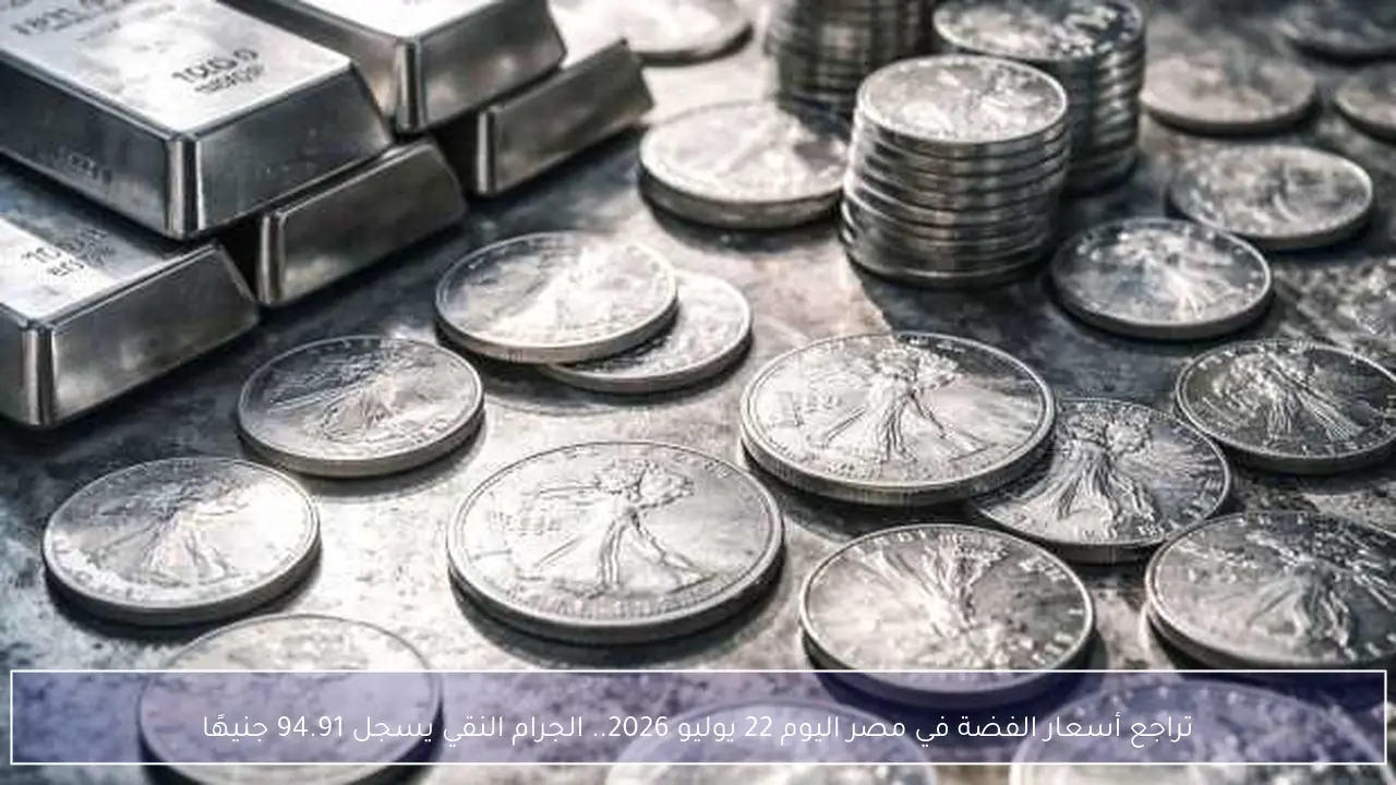 تراجع أسعار الفضة في مصر اليوم 22 يوليو 2026.. الجرام النقي يسجل 94.91 جنيهًا