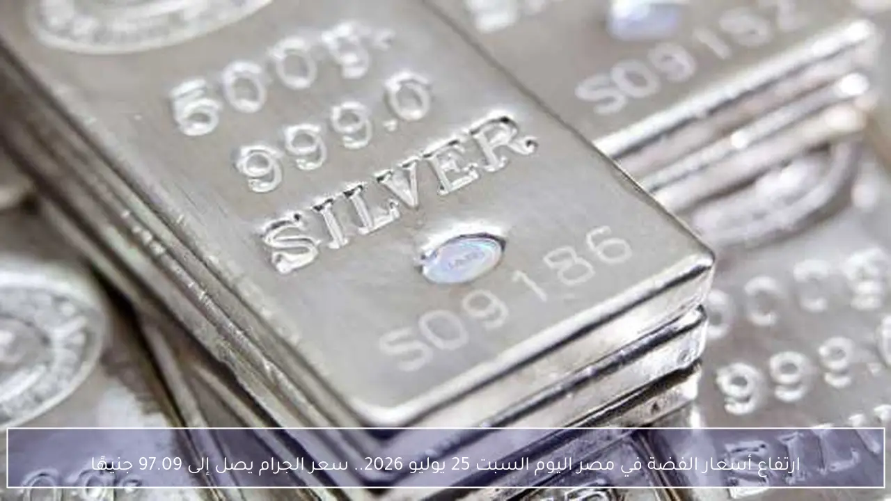 ارتفاع أسعار الفضة في مصر اليوم السبت 25 يوليو 2026.. سعر الجرام يصل إلى 97.09 جنيهًا