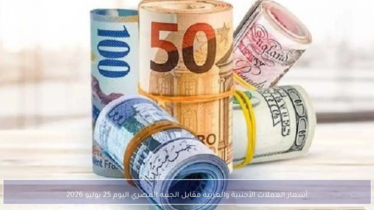 أسعار العملات الأجنبية والعربية مقابل الجنيه المصري اليوم 25 يوليو 2026