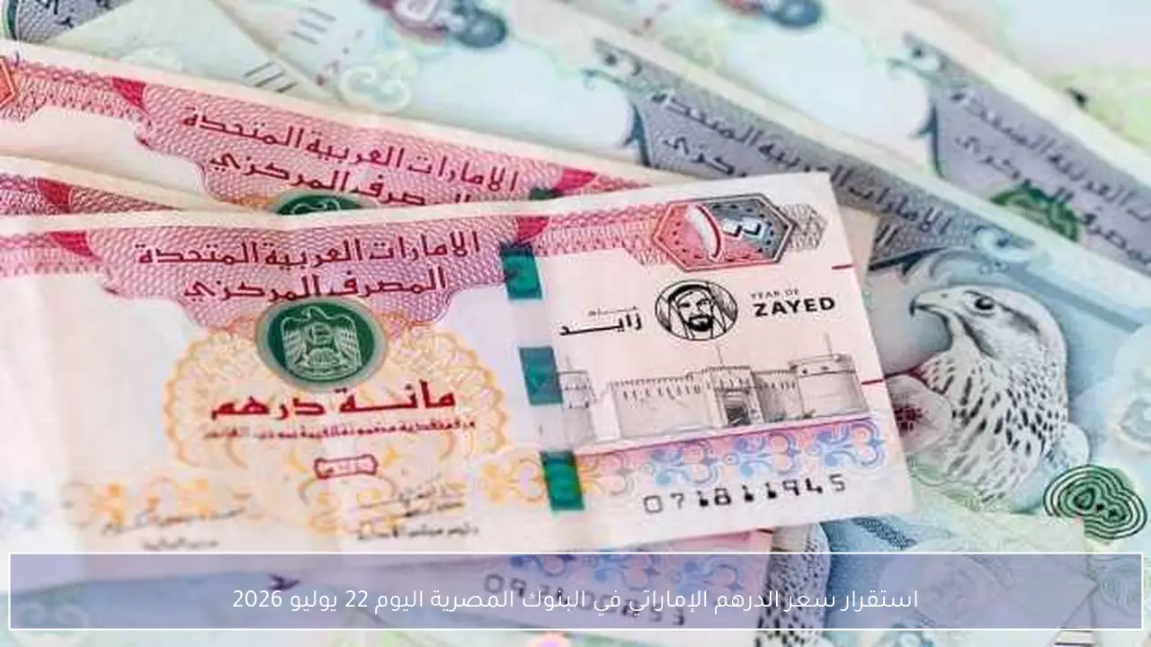 استقرار سعر الدرهم الإماراتي في البنوك المصرية اليوم 22 يوليو 2026