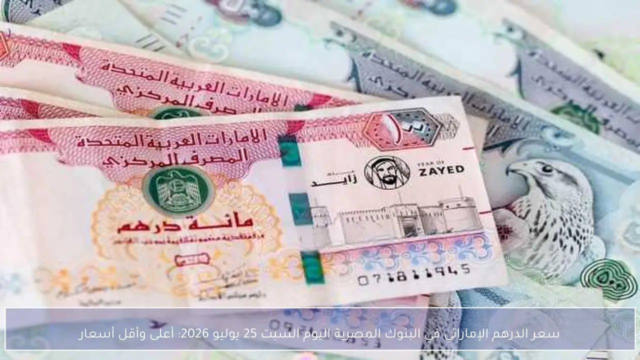 سعر الدرهم الإماراتي في البنوك المصرية اليوم السبت 25 يوليو 2026: أعلى وأقل أسعار