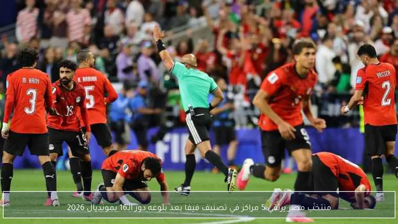 منتخب مصر يرتقي 5 مراكز في تصنيف فيفا بعد بلوغه دور الـ16 بمونديال 2026